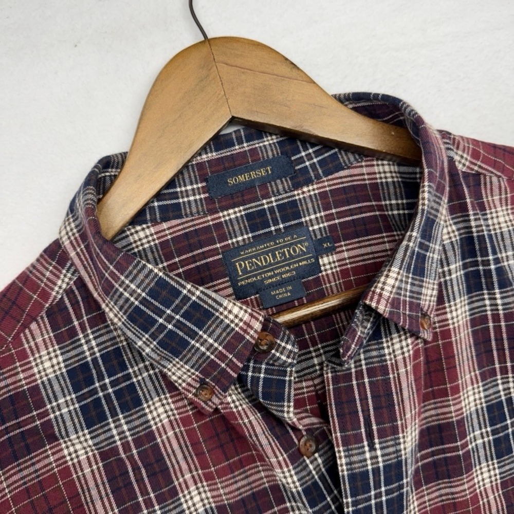 Pendleton Somerset Shirt Men's XL Red Cotton Wool Blend Button Down Outdoor